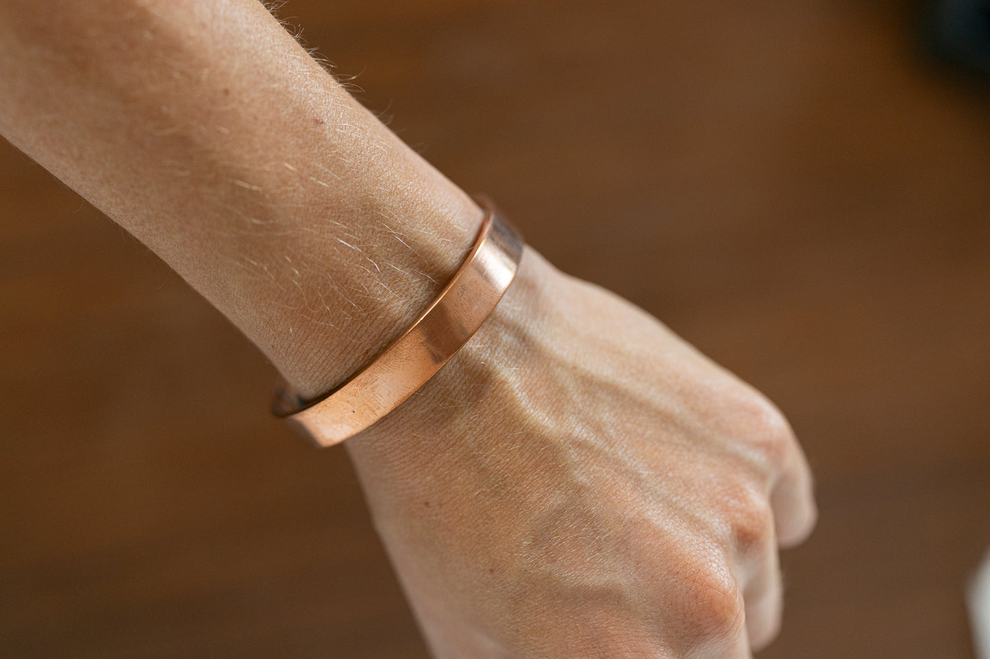 Kopero Premium Bracelet en Cuivre Lisse, manchette en cuivre plate et lisse au poignet