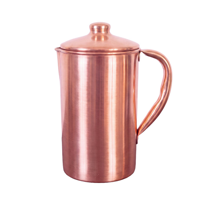 Cruche en cuivre Kopero Lisse avec couvercle, 1,4 litre de cuivre pur, photo produit sur fond blanc